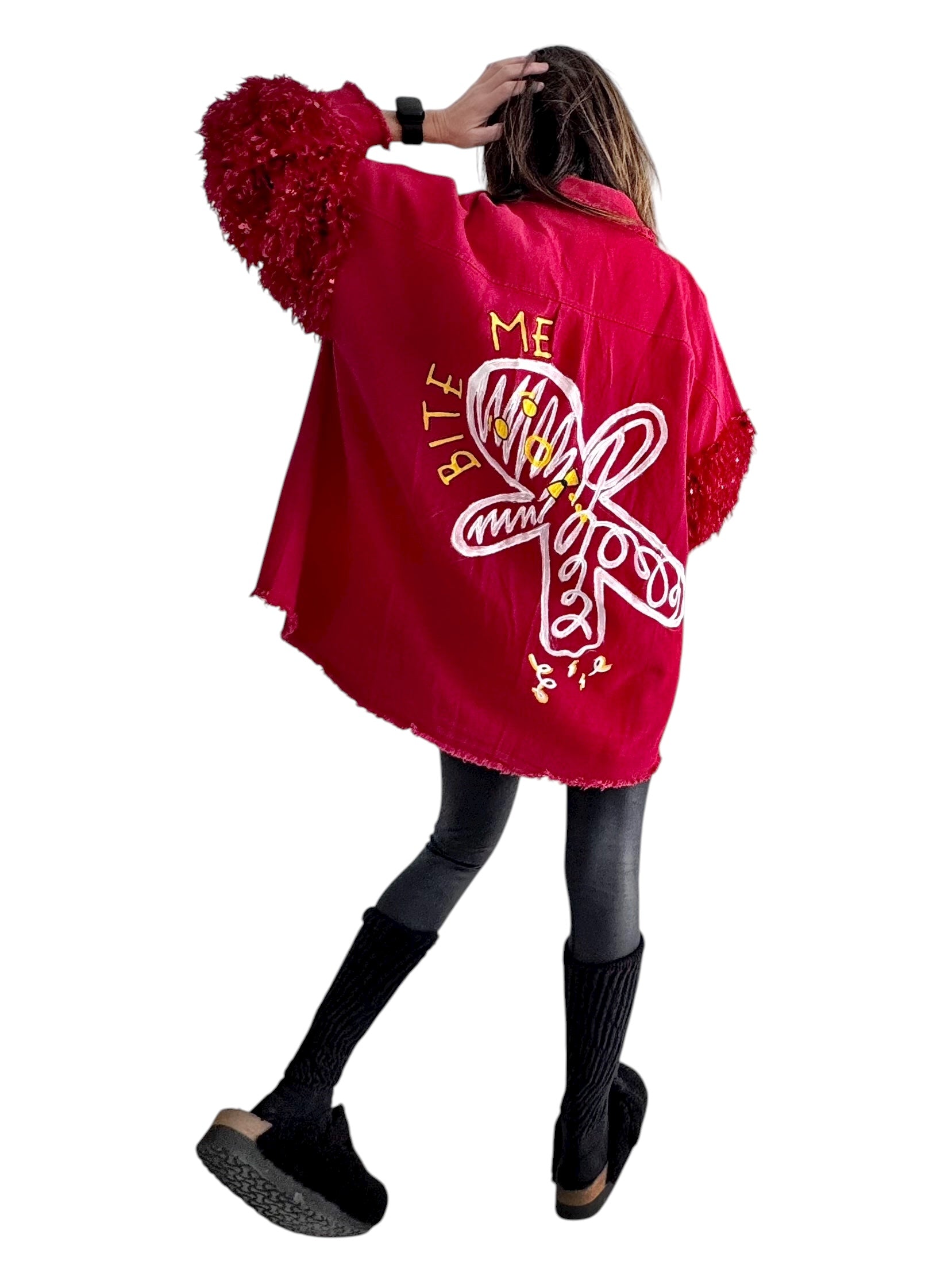 'Bite Me' Painted Jacket
