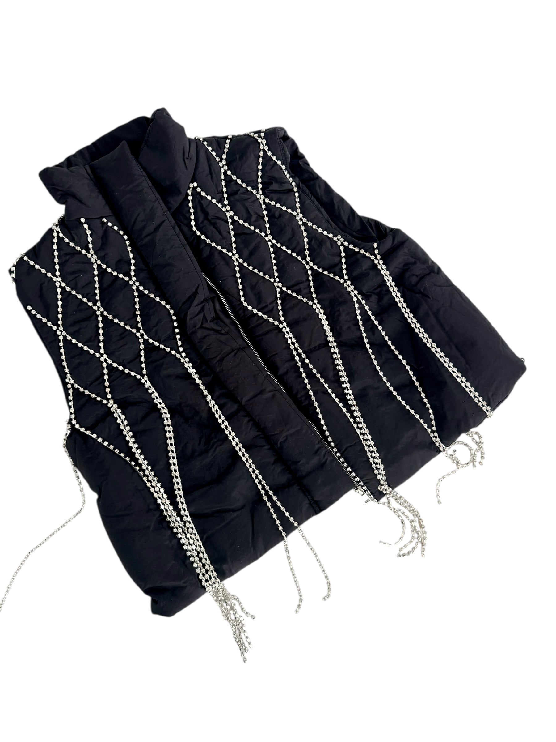 'But First, Champagne' Painted Vest (Black)