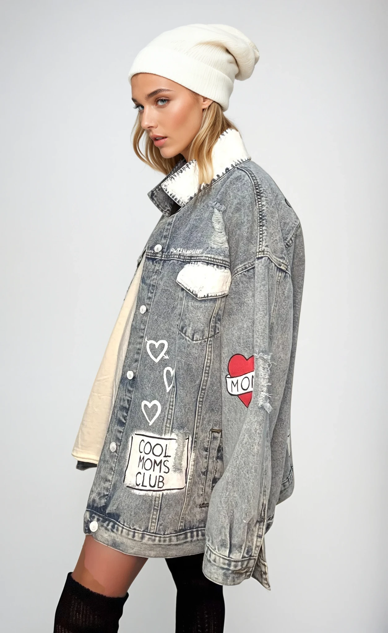 'Queen Mom' Painted Denim Jacket