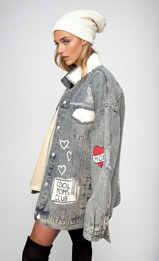 'Queen Mom' Painted Denim Jacket