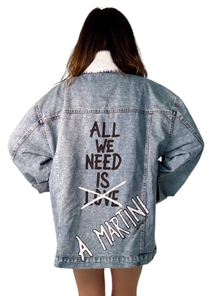 'Martini Love' Painted Denim Jacket