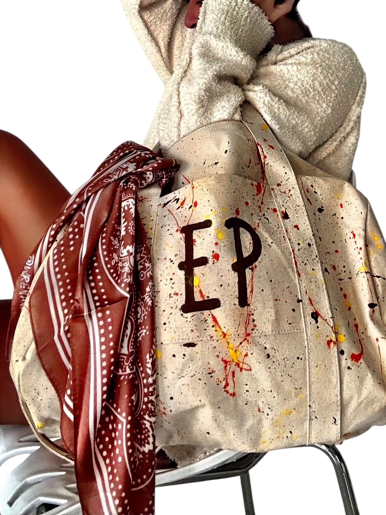 'My Personalized Duffle' Painted Bag (with silk banadana)