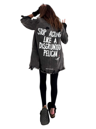 'Disgruntled Pelicans' Painted Jacket