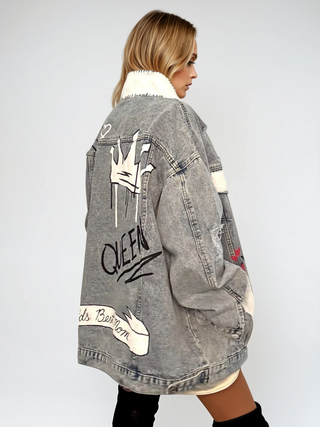 'Queen Mom' Painted Denim Jacket