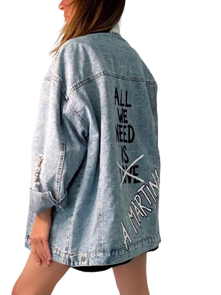 'Martini Love' Painted Denim Jacket