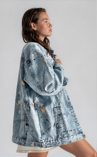 'Splatter World 2.0' Painted Denim Jacket