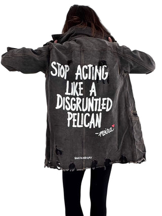 'Disgruntled Pelicans' Painted Jacket