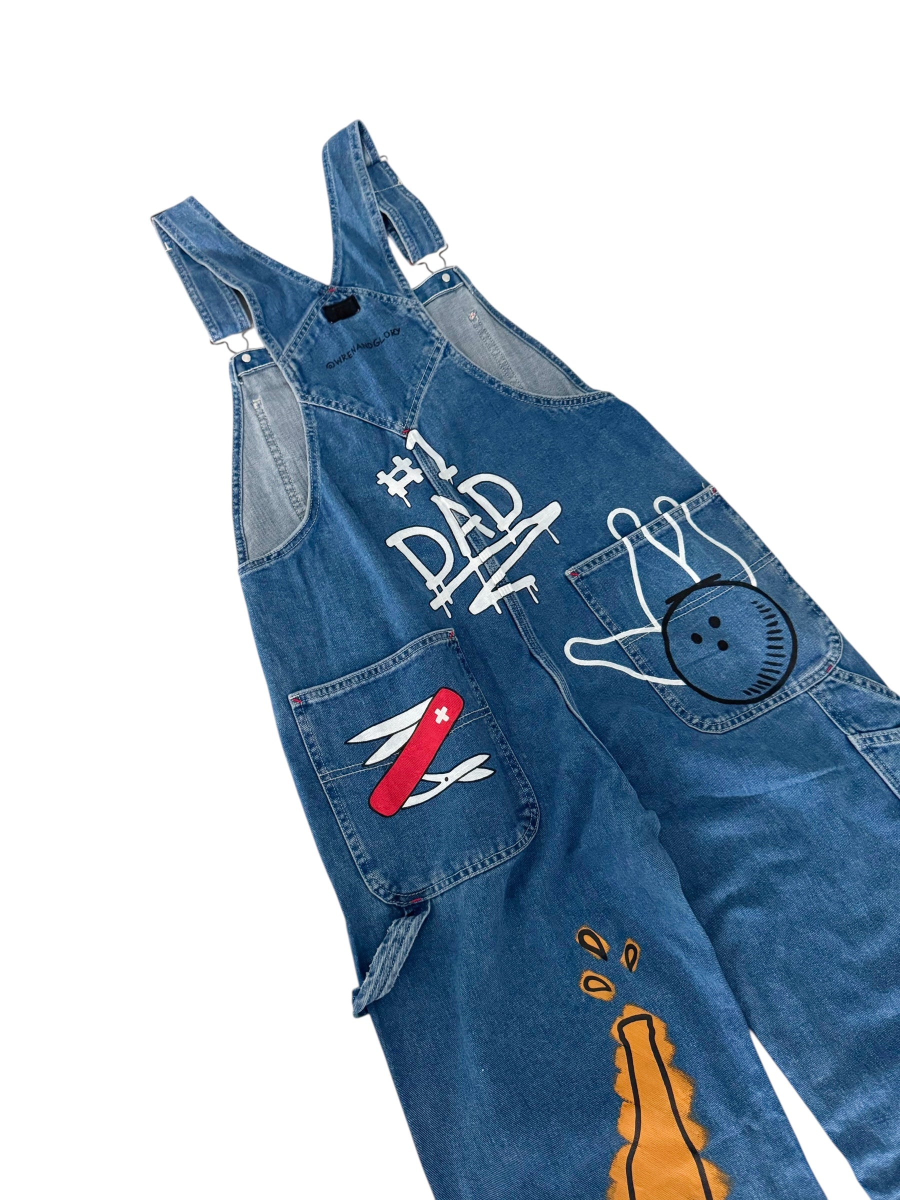 '#1 Dad' Painted Overalls