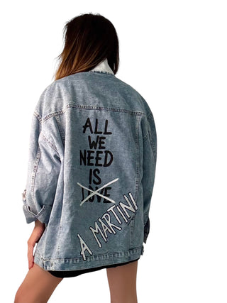 'Martini Love' Painted Denim Jacket