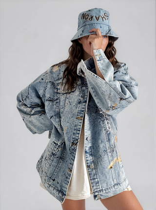 'Splatter World 2.0' Painted Denim Jacket