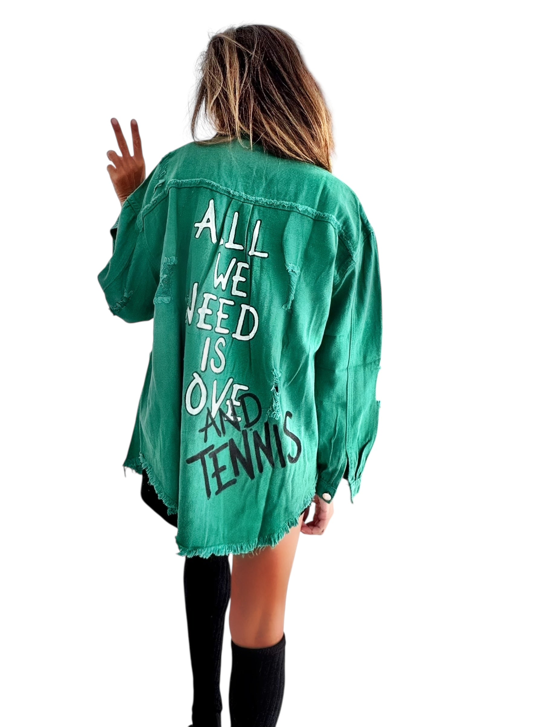 'Love & Tennis' Painted Jacket