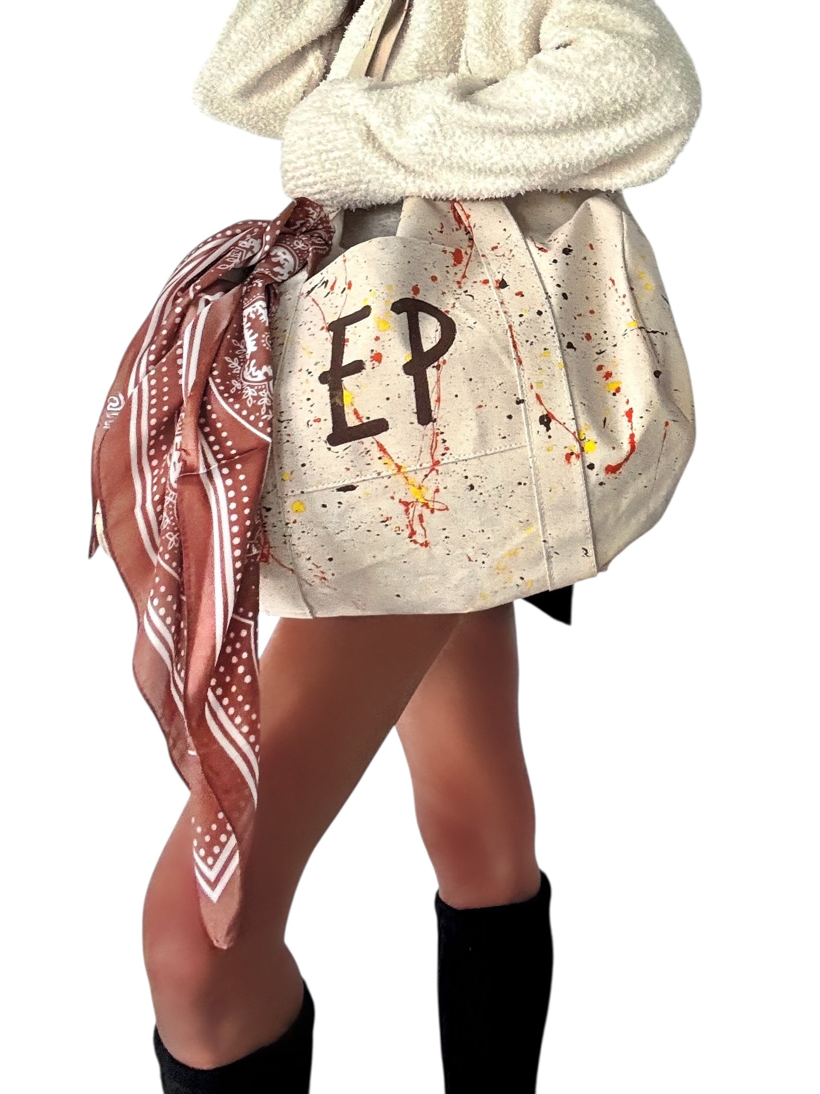 'My Personalized Duffle' Painted Bag (with silk banadana)