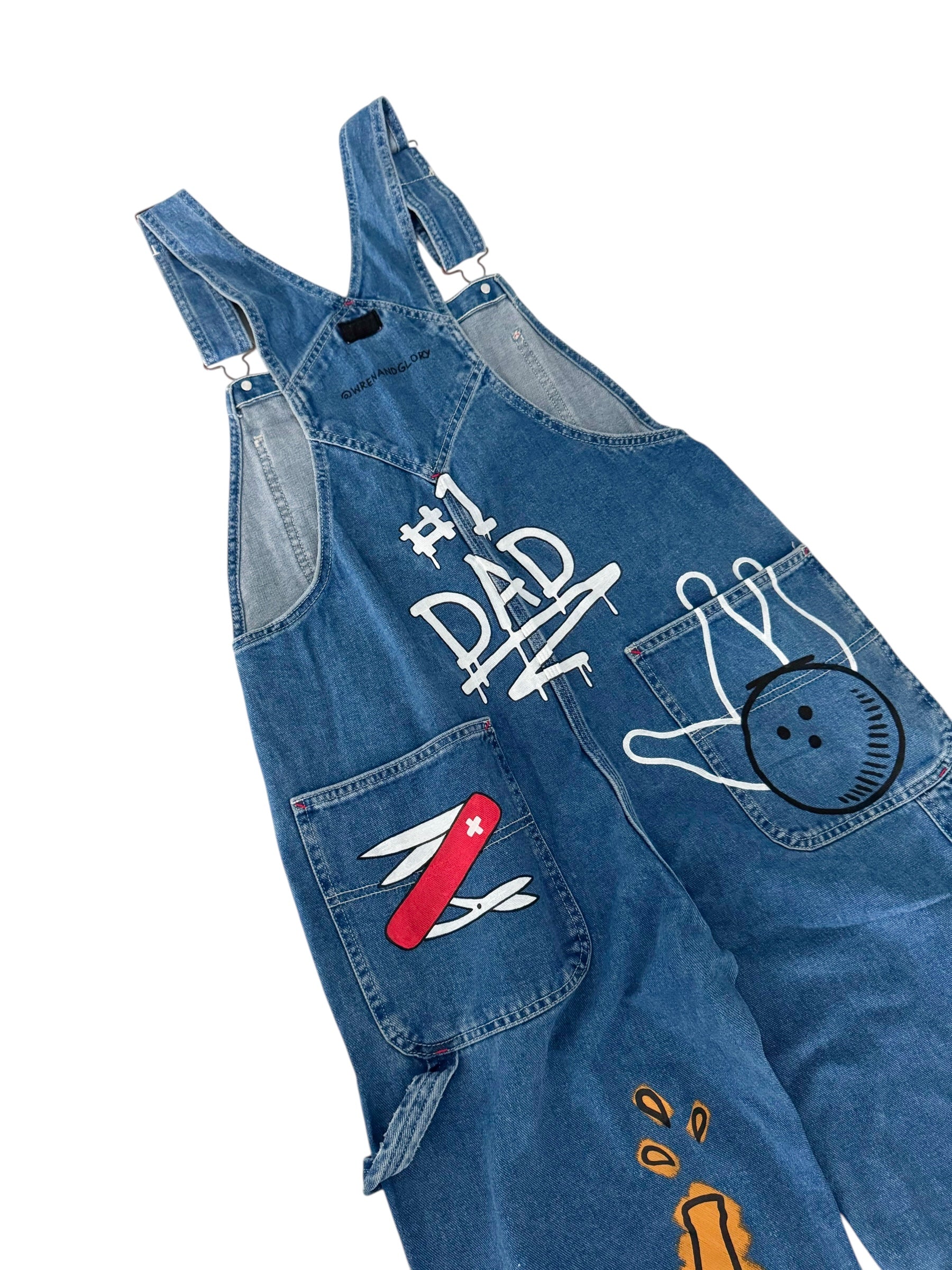'#1 Dad' Painted Overalls