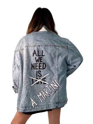 'Martini Love' Painted Denim Jacket