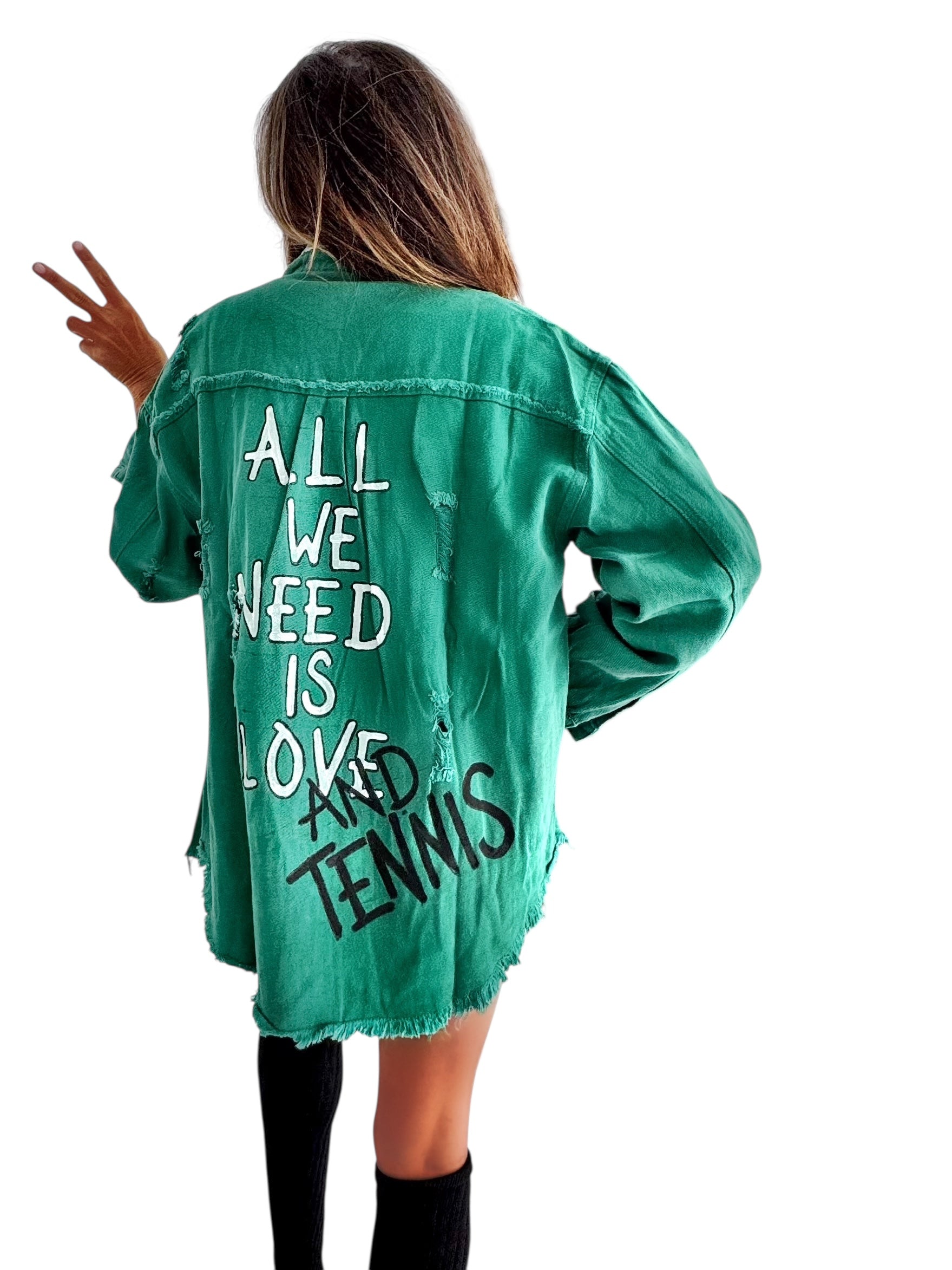 'Love & Tennis' Painted Jacket