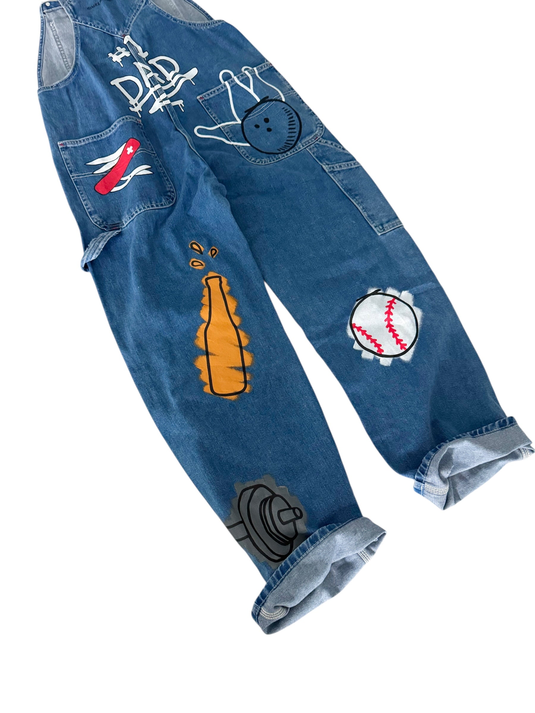 '#1 Dad' Painted Overalls