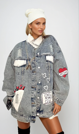 'Queen Mom' Painted Denim Jacket