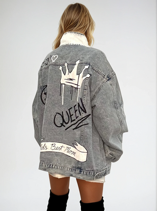 'Queen Mom' Painted Denim Jacket