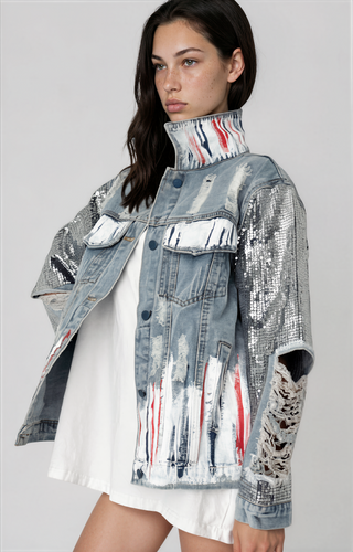 'Red, White and Beyond' Painted Jacket