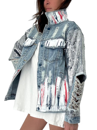 'Red, White and Beyond' Painted Jacket