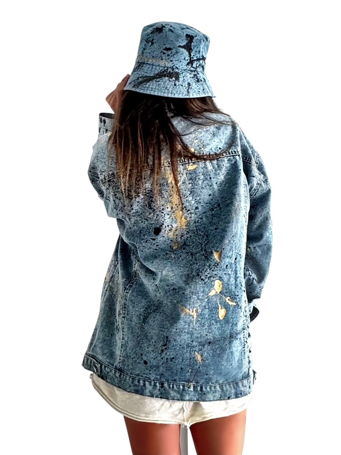 'Personalized Splatter' Painted Denim Bucket Hat