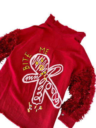 'Bite Me' Painted Jacket