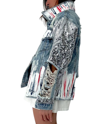 'Red, White and Beyond' Painted Jacket