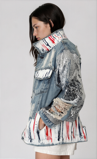 'Red, White and Beyond' Painted Jacket