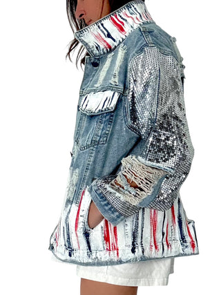'Red, White and Beyond' Painted Jacket