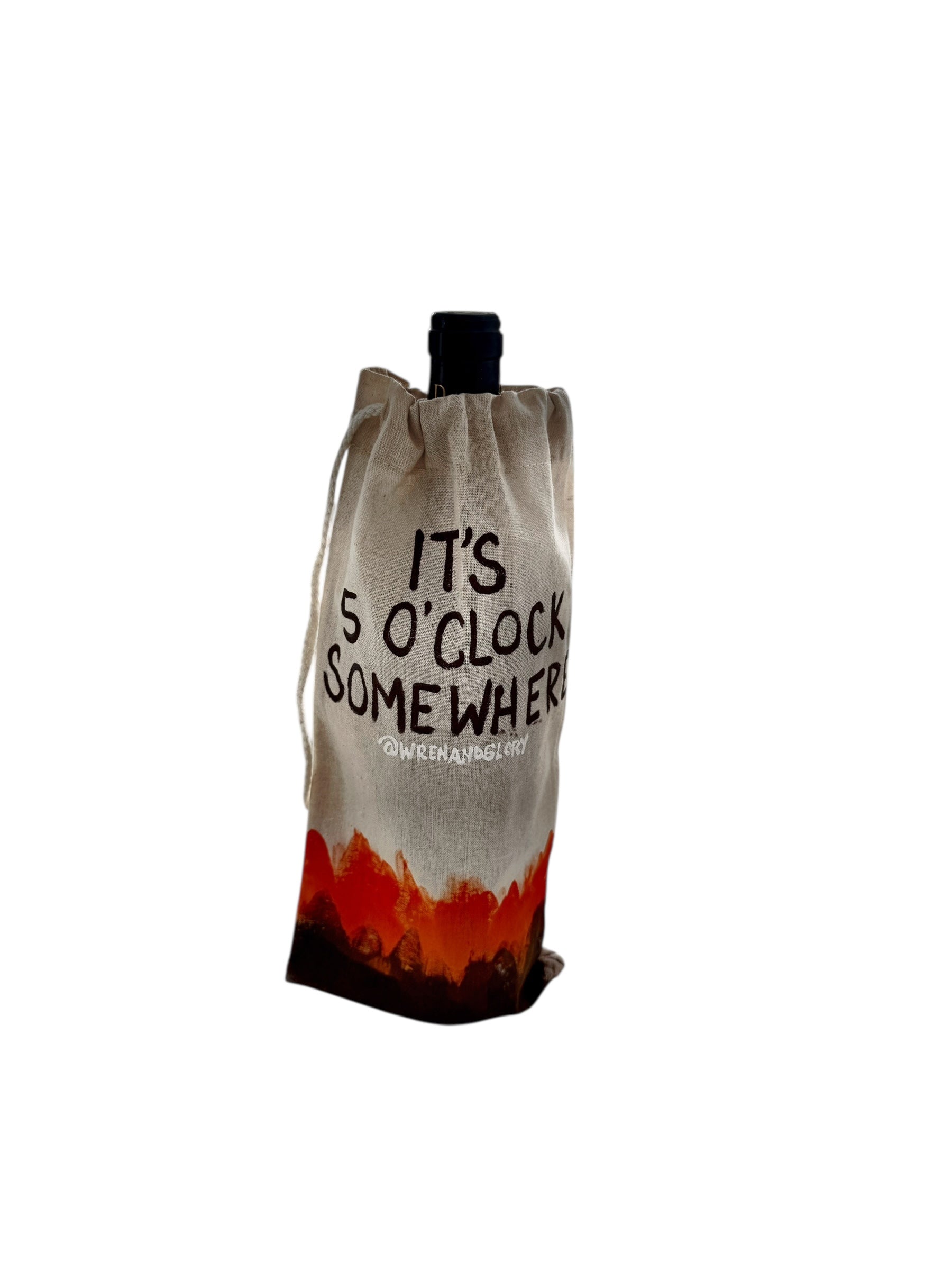 '5 O'Clock' Painted Wine Bag