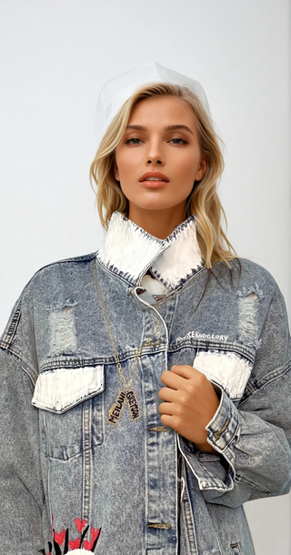 'Queen Mom' Painted Denim Jacket