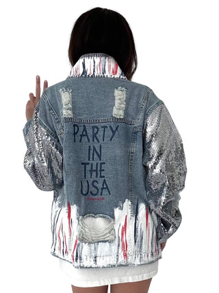 'Red, White and Beyond' Painted Jacket