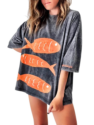 'Go Fish' Painted T Shirt