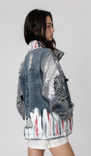 'Red, White and Beyond' Painted Jacket