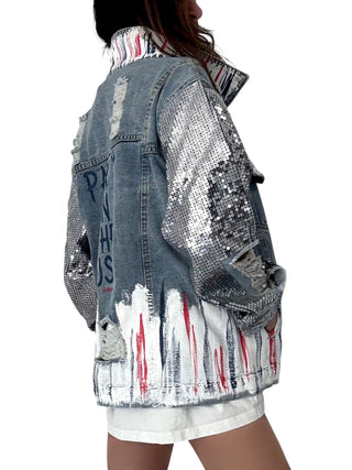 'Red, White and Beyond' Painted Jacket