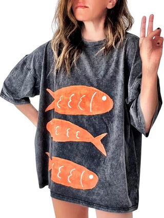 'Go Fish' Painted T Shirt