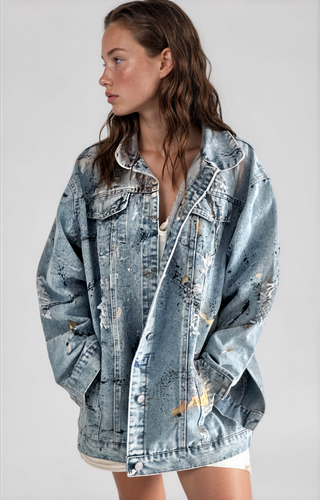 'Splatter World 2.0' Painted Denim Jacket