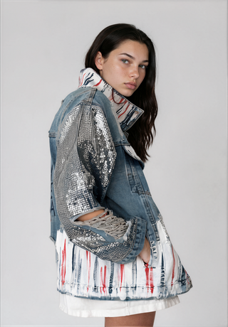 'Red, White and Beyond' Painted Jacket