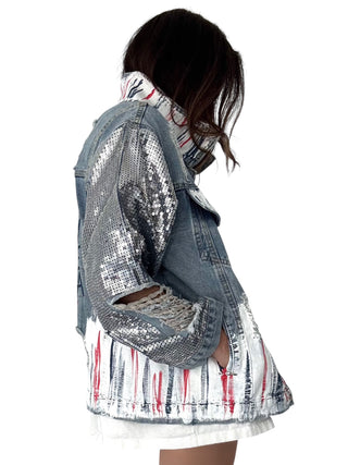 'Red, White and Beyond' Painted Jacket