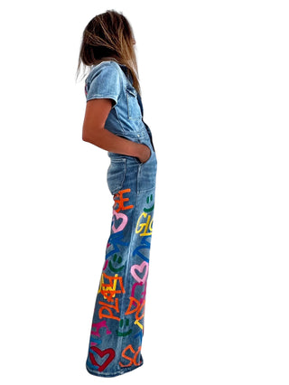 'Straight Outta NYC' Painted Denim Jumpsuit