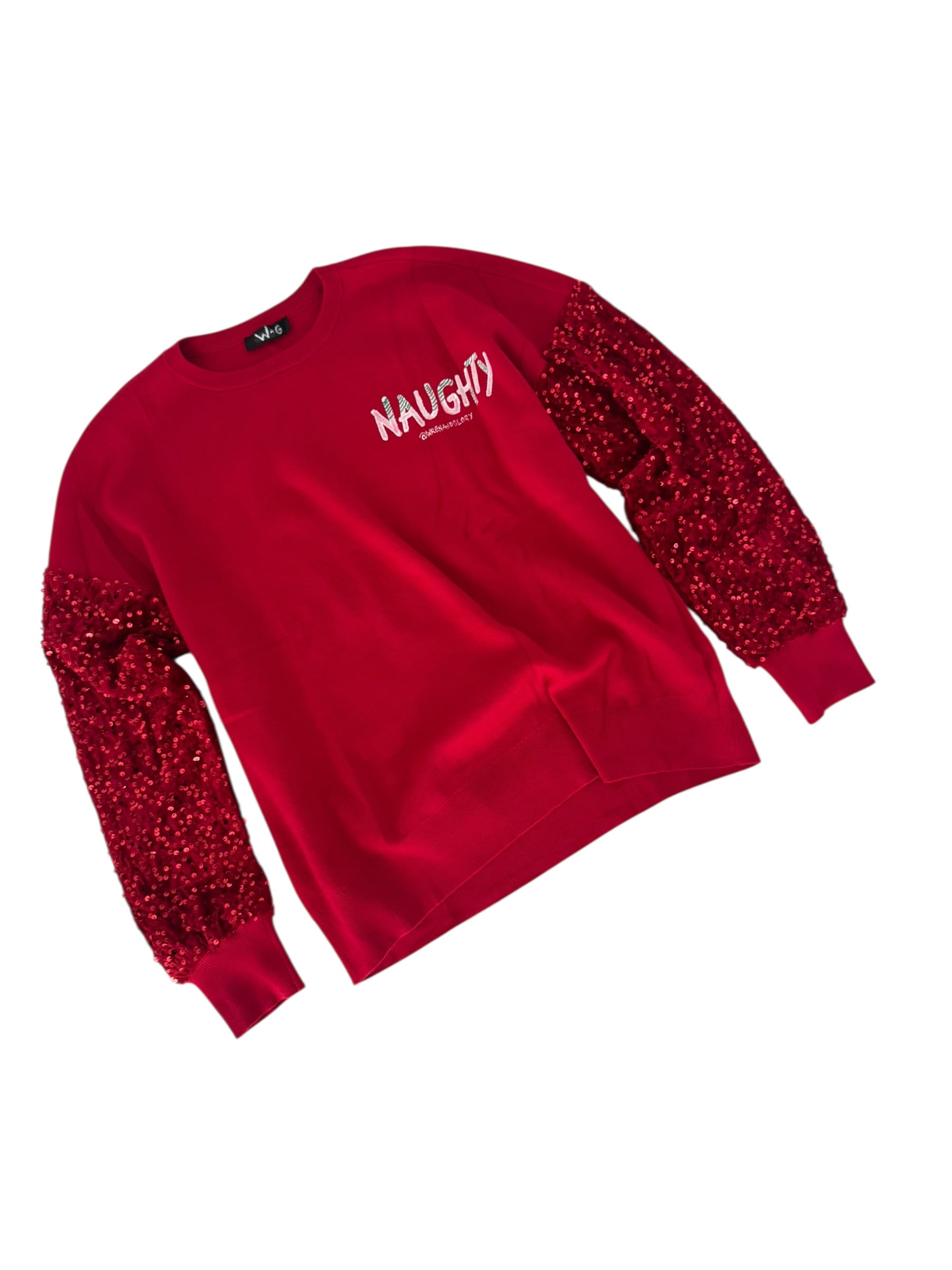 'Naughty Naughty' Knit Painted Sweater