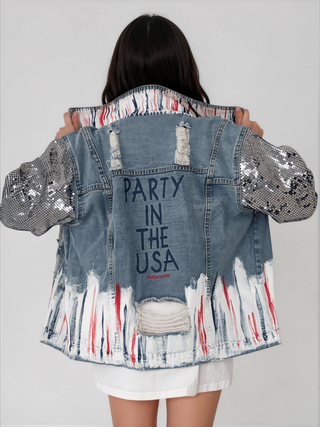 'Red, White and Beyond' Painted Jacket