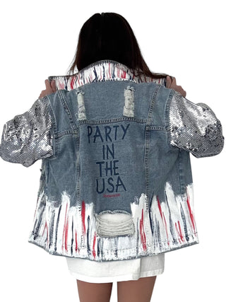 'Red, White and Beyond' Painted Jacket