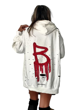 'Basic But Graffiti' White Personalized Hoodie