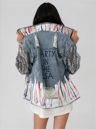 'Red, White and Beyond' Painted Jacket