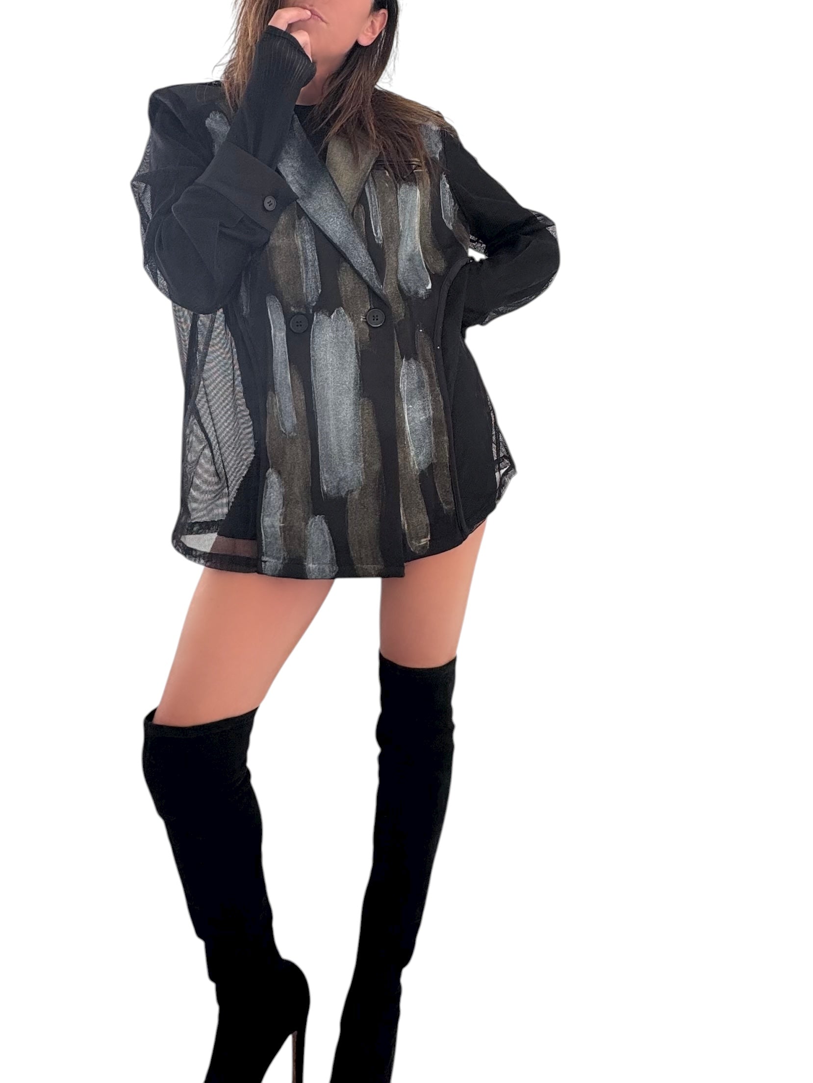 'Metallic & Mesh' Painted Blazer