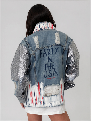 'Red, White and Beyond' Painted Jacket