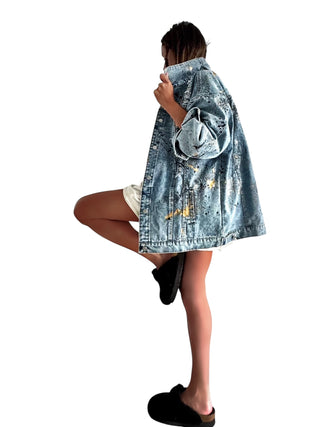 'Splatter World 2.0' Painted Denim Jacket
