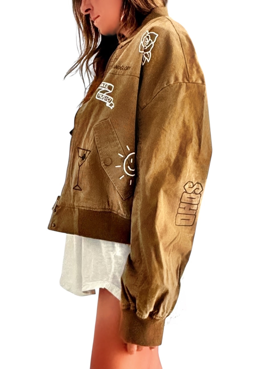 'From NYC with Love' Painted Bomber Jacket