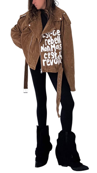 'C'est une Révolution' Painted Moto Jacket